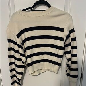 Zara Black and White Crew Neck Sweater